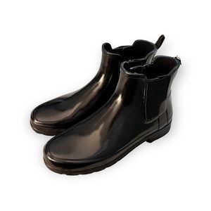 Short Black Hunter Chelsea Rain Boots